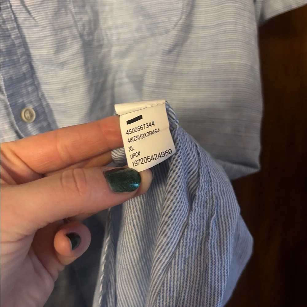 IZOD Dockside Short Sleeve Chambray 100% Cotton Men’s XL Button Down Shirt | EUC - Picture 6 of 16